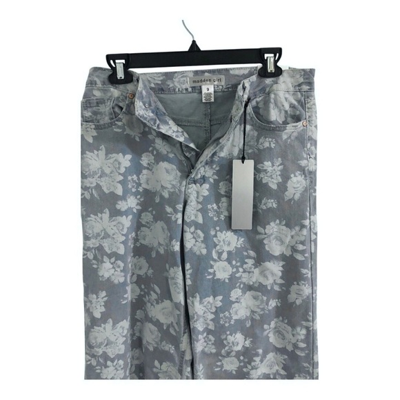 Madden Girl‎ blue white floral ultra 90’s straight cut jeans size 9 brand new - Picture 4 of 13